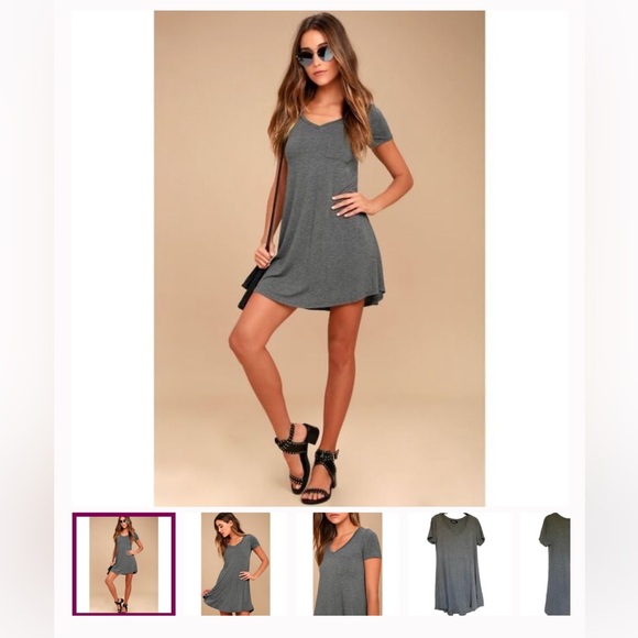 Lulu’s grey short sleeved shirt dress - Picture 1 of 3